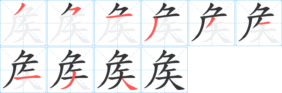 矦的筆順筆畫(huà)