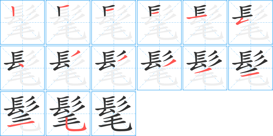 髦的筆順筆畫