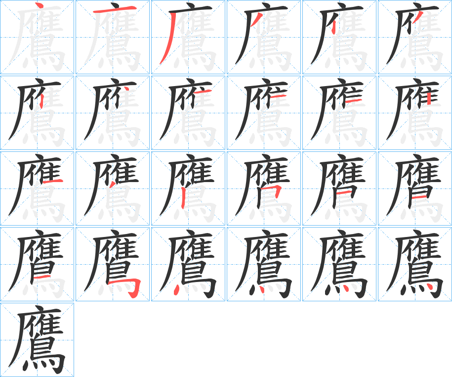 鷹的筆順筆畫